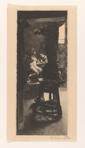 Heykeltıraşın atölyesinde (nesne üzerindeki orijinal başlık) by Ferdinand Schmutzer (signed by artist)