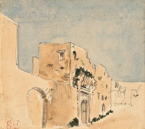 Bir Fas binası (kağıt üzerine kalem ve sulu boya) by Ferdinand Victor Eugene Delacroix