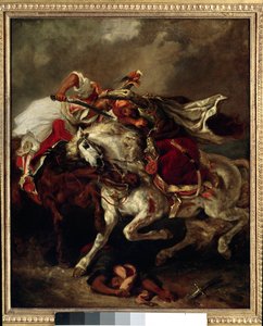 Giaour ve Paşa Savaşı (Fas) by Ferdinand Victor Eugene Delacroix