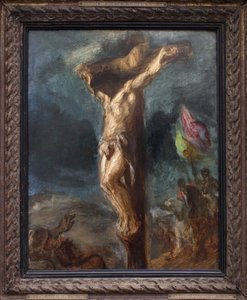 çarmıha germe. Eugene Delacroix (1798-1863), ahşap üzerine yağlı boya tablosu by Ferdinand Victor Eugene Delacroix