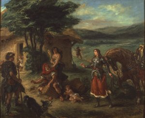Herminie et les bergers - Erminia ve Çobanlar, Delacroix, Eugene tarafından by Ferdinand Victor Eugene Delacroix