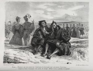 Faust için çizimler: Faust ve Wagner, 1828. by Ferdinand Victor Eugene Delacroix