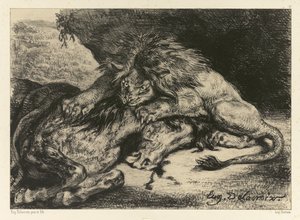 Bir atı yiyen aslan, 1844 by Ferdinand Victor Eugene Delacroix