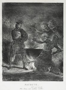 Macbeth Cadılara Danışma, 1825. by Ferdinand Victor Eugene Delacroix