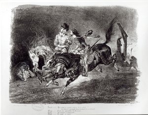 Mephistopheles ve Faust Geceleri Biniyor, Goethe tarafından Faust için illüstrasyon, 1828 by Ferdinand Victor Eugene Delacroix