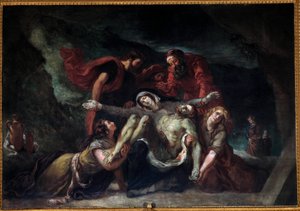 Pieta veya “” Deploration”” Eugene Delacroix (1798-1863) tarafından Tablo 1844 Güneş. 3.55 x 4.75 m Paris