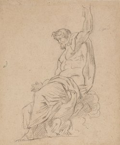 Recto : Sol eliyle uzanarak bir kartalın üzerinde oturan, muhtemelen Jüpiter'e ait bir adam figürü by Ferdinand Victor Eugene Delacroix