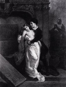 Móttaka sem horfir í gegnum lykilholu - teikning eftir Daumier, n.d. 19. by Ferdinand Victor Eugene Delacroix