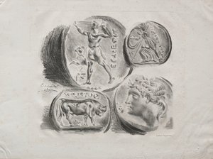 Dört Antik Madalya, 1825. by Ferdinand Victor Eugene Delacroix
