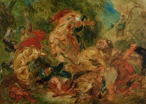 Aslan Avı Çalışması, 1854 by Ferdinand Victor Eugene Delacroix