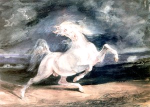 Beyaz At, 19. yüzyıl by Ferdinand Victor Eugene Delacroix