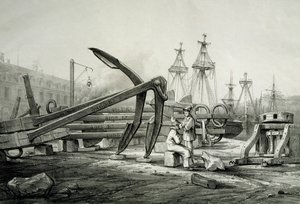 Donanma tersanesindeki çapalar, Ferdinand Perrot, litografi by Ferdinand Victor Perrot