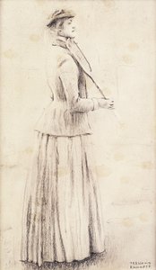Bir Tenisçi; "Anılar" Çalışması; Bir Tenisçi; veya Du Çim Tenisi; "Anılar" Tennisspeelster için Çalışma; Çalışma "Anılar", c.1887 by Fernand Khnopff