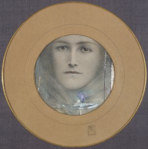 Kahverengi Gözler ve Mavi Çiçek by Fernand Khnopff