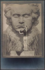Beethoven portresinin önünde bir hareketin arkadan görünüşü by Fidus