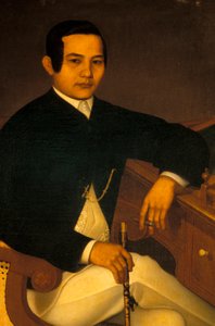 Geleneksel Filipin kostümlü bir adamın portresi