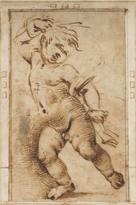 Perdeyi Tutarak Dans Eden Putto by Filippino Lippi