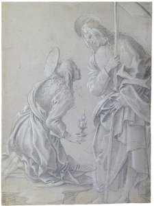 Diz Çökmüş Mecdelli Meryem ve Ayakta Duran İsa by Filippino Lippi