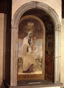 Azizler ile Madonna ve Çocuk, Canto al Mercantale tapınağından bir detay, 1498 by Filippino Lippi