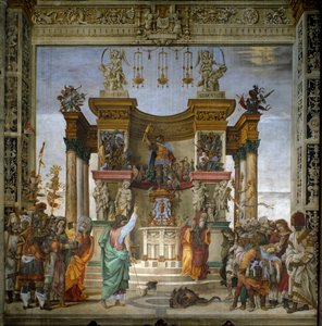 Aziz Philip, ejderhayı Hierapolis Fresco tapınağından kovuyor Filipinli Lippi (1457-1504) 1487-1502 Strozzi Şapeli, Santa Maria Novella, Floransa - St Philip Ejderhayı Hieropolis Tapınağından Sürerken, Filipinli Lippi (1457-1504) . Fresk