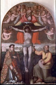 SS ile üçlü. Stephen ve Philip, bir sunağın orta paneli (panelde tempera) by Filippino Lippi