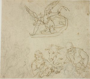 Doğuş (rekto); Bakire ve Çocuk, Melek (verso)