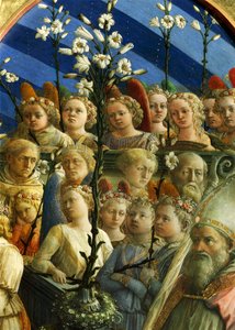 Incoronazione Maringhi veya Virgin'in Taç Giymesi, Filippo Lippi (yaklaşık 1406-1469), ahşap üzerine tempera, 200x287 cm, detay by Filippo Lippi