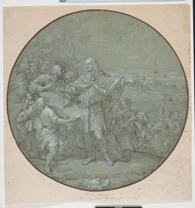 Cosimo III, Livorno limanını güçlendiriyor. "Piatti di S. Giovanni" olarak adlandırılan gümüş tabak için tasarlanmış şablon by Filippo Luzi