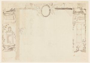 Çizim, Papalık fabrikasının (Magazins of Annona) inşasına atıfta bulunan bir anma sayfası için bitmemiş tasarım, 1760-69