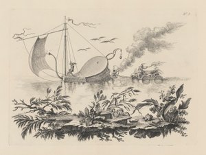 Körük tarafından çekilen sallarla eşya taşıma şekli (Körükle çekilen mavnalarda eşya taşıma şekli) by Filippo Morghen