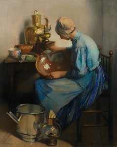 Temizlikçi Kadın (tuval üzerine yağlıboya) by Firmin Baes