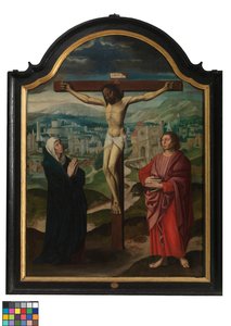 Çarmıha Gerilme ve Metinler ile Triptik'in orta paneli (panel üzerine yağlı boya) by Flemish School