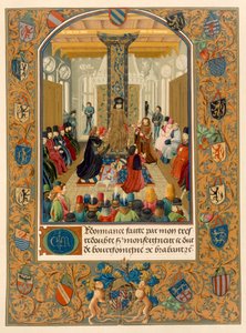 Dük Charles le Temeraire, Altın Post Nişanı Şövalyeleri ile sarayının ortasında, 1473 by Flemish School