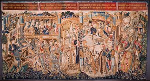 Flaman halısı. Dizi Tarihi Thebe (De geschiedenis van Thebe-La Historia de Tebas): Tidio ve Polinezler (Tideus en Polineikes, Tidio y Polineces). Yaklaşık 1490-1500. by Flemish School
