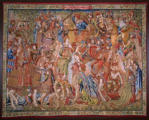 Flaman halısı. Dizi Ahlakı: Onurların erdemi (De deugd van de Honores, Onurların Erdemleri). Yaklaşık 1520. by Flemish School