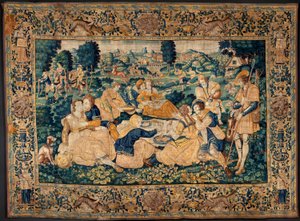 Flaman halısı. Köy yemeği. Oudenaarde Atölyesi. 331x465cm. Iinv (83073)-8 / 00008. 17. yüzyıl. by Flemish School
