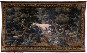 Flaman halısı. dayanmak. Aşk sahnesi. Oudenaarde. 17. yüzyılın sonu ve 18. yüzyılın başı. Sint-Walburgakerk Oudenaarde (Dekenij van de Sint-Walburga) kilisesinin mülkü. detay by Flemish School
