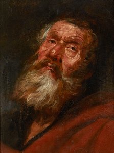 Bir Havarinin Baş Krokisi (tuvale serilmiş kağıt üzerine yağlı boya, meşe panele serilmiş) by Flemish School