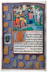 MS 4, cilt. 127, f.112v, Aziz Sebastian Şehitliği, hacı rozetleri ve vernikle trompe l