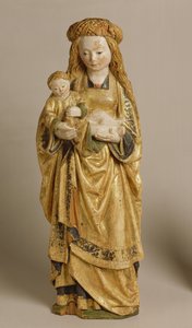 Madonna ve Çocuk, Mechelen Okulu, c.1500 (çok renkli ve yaldızlı meşe) by Flemish School