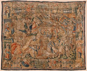 Parish duvar halıları müzesi (Pastrana Goblenleri Parish Müzesi). Flaman halısı. Alexander ve Darius ve Ipso arasındaki savaş (Ipso