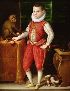 Maymunlu ve Köpekli Genç Bir Asilzade Portresi, c.1615