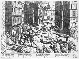Scenes of the Spanish fury at Antorff, 1576   by Flemish School