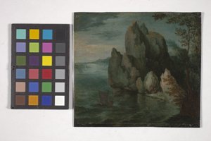 Yüksek Uçurumlu Deniz Manzarası (bakır üzerine yağlıboya) by Flemish School