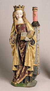 St. Barbara, Mechelen Okulu, c.1500 (polikrom ve yaldızlı meşe ağacı)