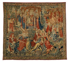 Goblen, İnsan veya Adalete Saldıran Adamın Ahlaki Alegorisi, Flanders, Belçika'da yapılmış, 1500 dolaylarında (yün ve ipek) by Flemish School