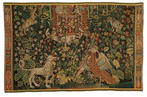 Goblen, Park au Cerfs parçası, 1500-25 civarı yapılmış (yün) by Flemish School