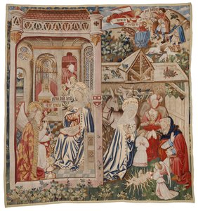Müjde ve Doğuşu tasvir eden goblen, Tournai (yün) by Flemish School