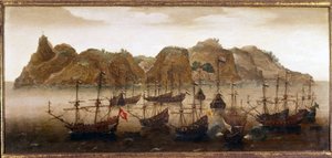 Hollanda filosu St. Helena adasından ayrıldı. Yağlı boya. 17. yüzyıl. Deniz Müzesi Amsterdam by Flemish School