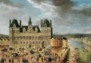Hotel de Ville, Place de Greve by Flemish School